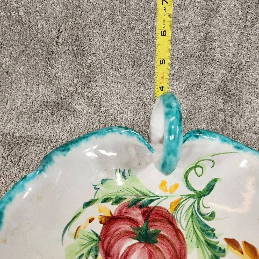 Vintage‎ Italian Hand Painted Pottery Floral Leaf Shaped Bowl Ceramic Dish